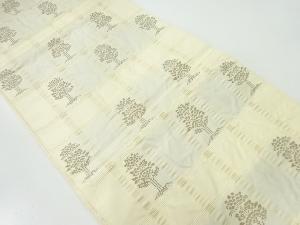 格子に樹木模様織出し袋帯